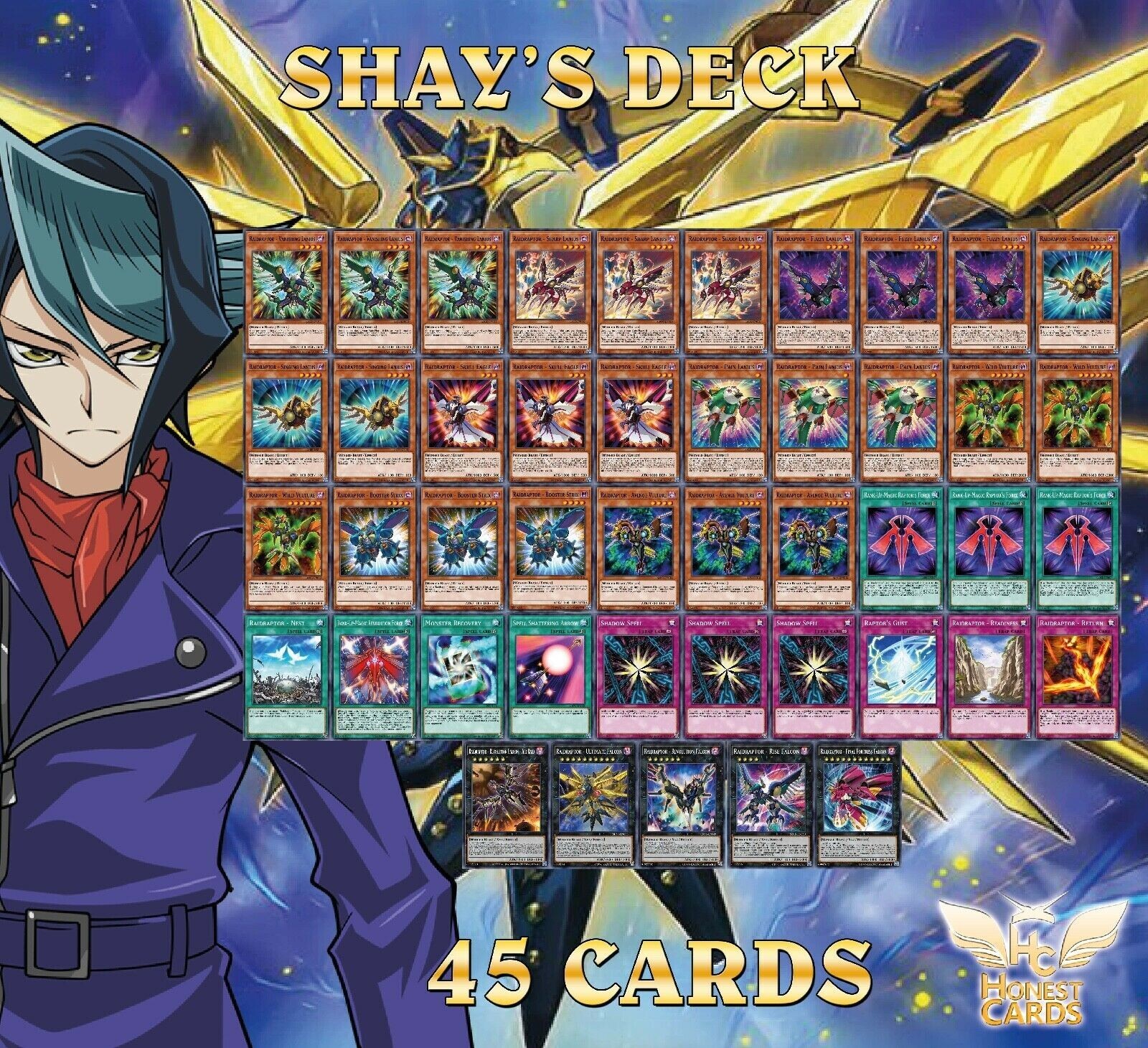 Yugioh Arc-V Complete Shay Obsidian Deck Raidraptor Falcon + U **HOT** + Bonus