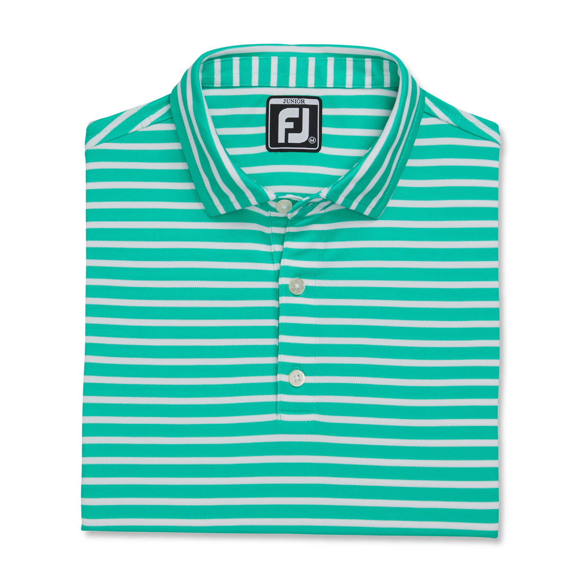 Multiple Colors~Footjoy FJ Junior Fit Golf Polo Stripe Pique Self Collar (logo) Multiple Colors~Footjoy FJ Junior Fit Golf Polo Stripe Pique Self Collar (logo)