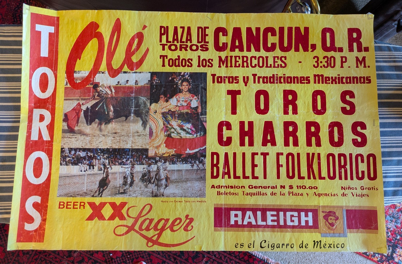 Vintage Mexican Bullfighting Poster - Cancun Plaza de Toros (Dos Equis / Raleigh