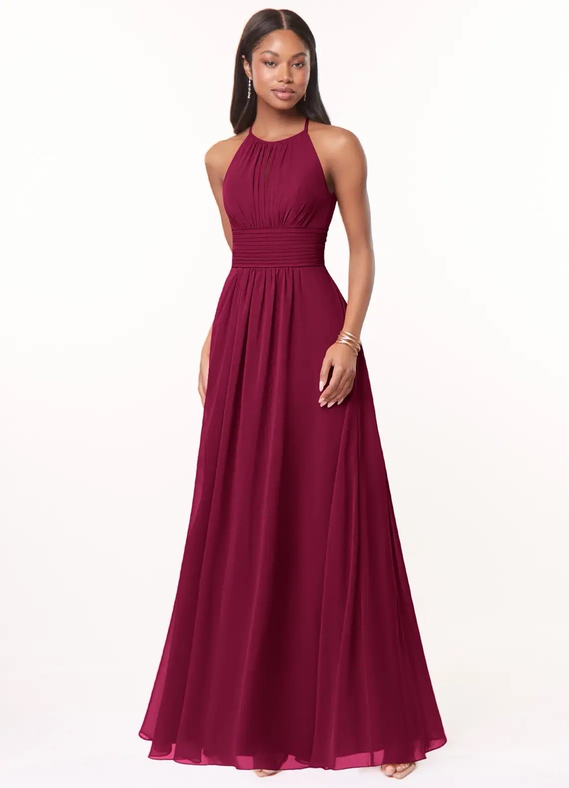 Azazie Bonnie Burgundy Chiffon Dress size A4 women’s 4 no alterations Azazie Bonnie Burgundy Chiffon Dress size A4 women’s 4 no alterations
