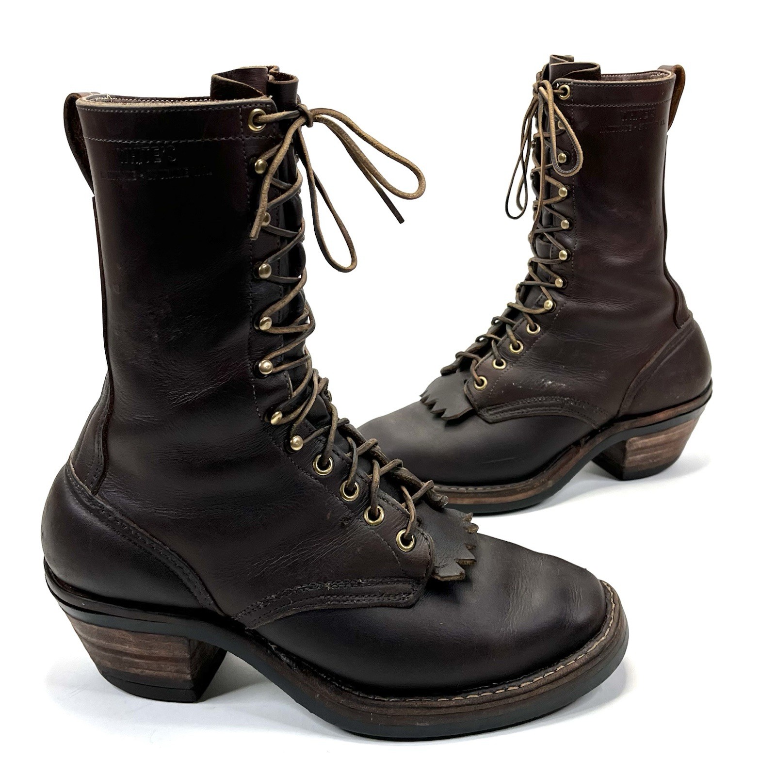 Whites Lacer Packer Mens Boots Brown Leather Western Boots USA Men Size 8 E