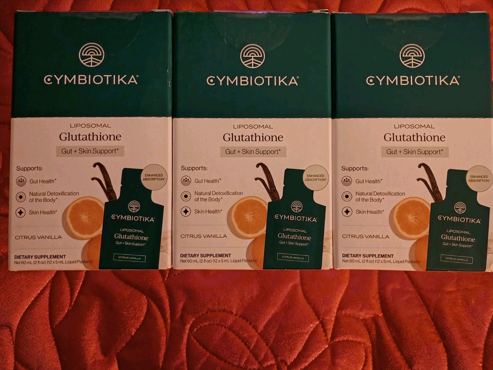  CYMBIOTIKA  LIPOSOMAL GLUTATHIONE    LOT OF THREE  12 Count Each Box Exp 2/2027