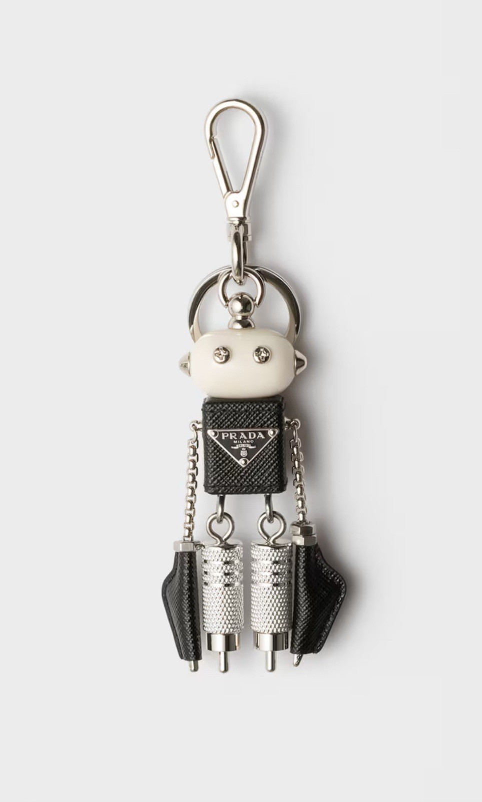 PRADA Black/White Robot Saffiano Leather Keychain Bag Charm PRADA Black/White Robot Saffiano Leather Keychain Bag Charm