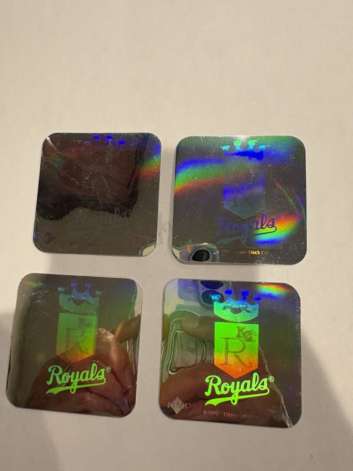 Upper Deck Kansas City Royals Vintage Baseball Hologram Stickers Lot of 4 (1990) Upper Deck Kansas City Royals Vintage Baseball Hologram Stickers Lot of 4 (1990)