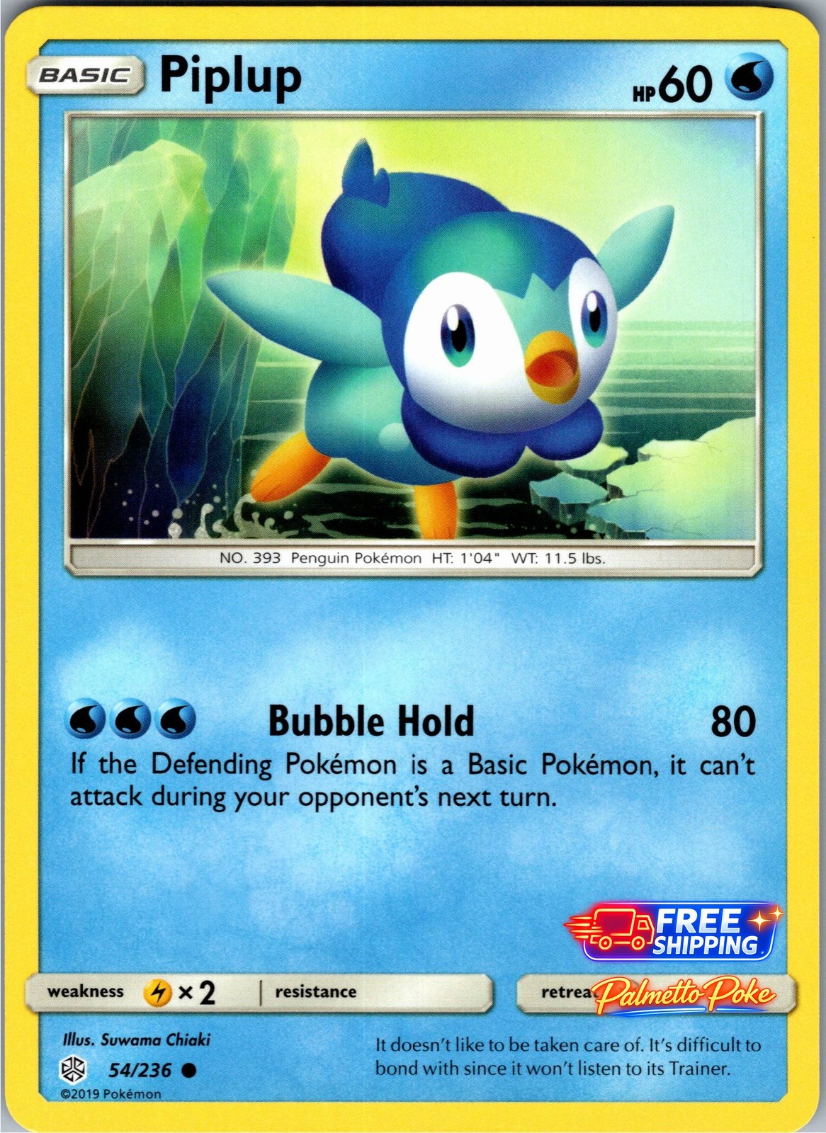Piplup 54/236 Common SM - Cosmic Eclipse Pokemon NM/LP