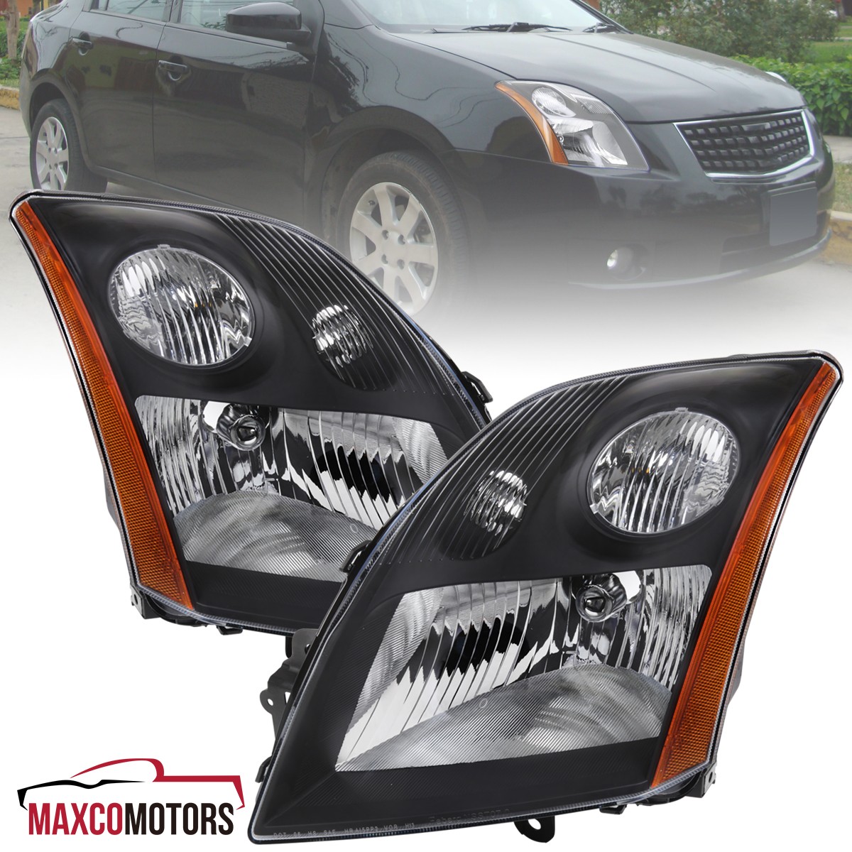 Black Headlights Fits 2007-2009 Sentra 2.0L OE Style Assembly Left+Right 07-09