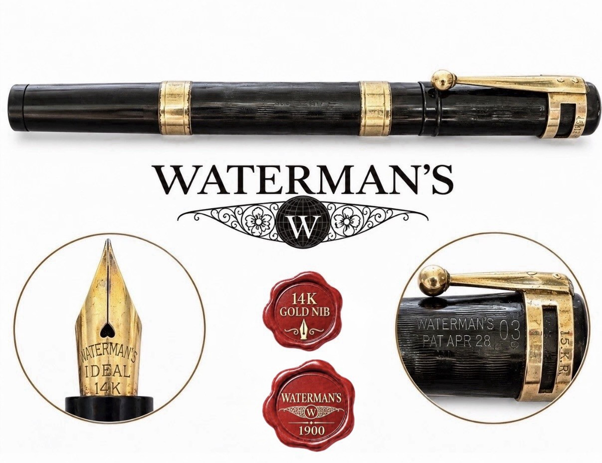 Waterman\'s Retractable Fountain Pen Vintage 908 Gold Plated Anillos Nib