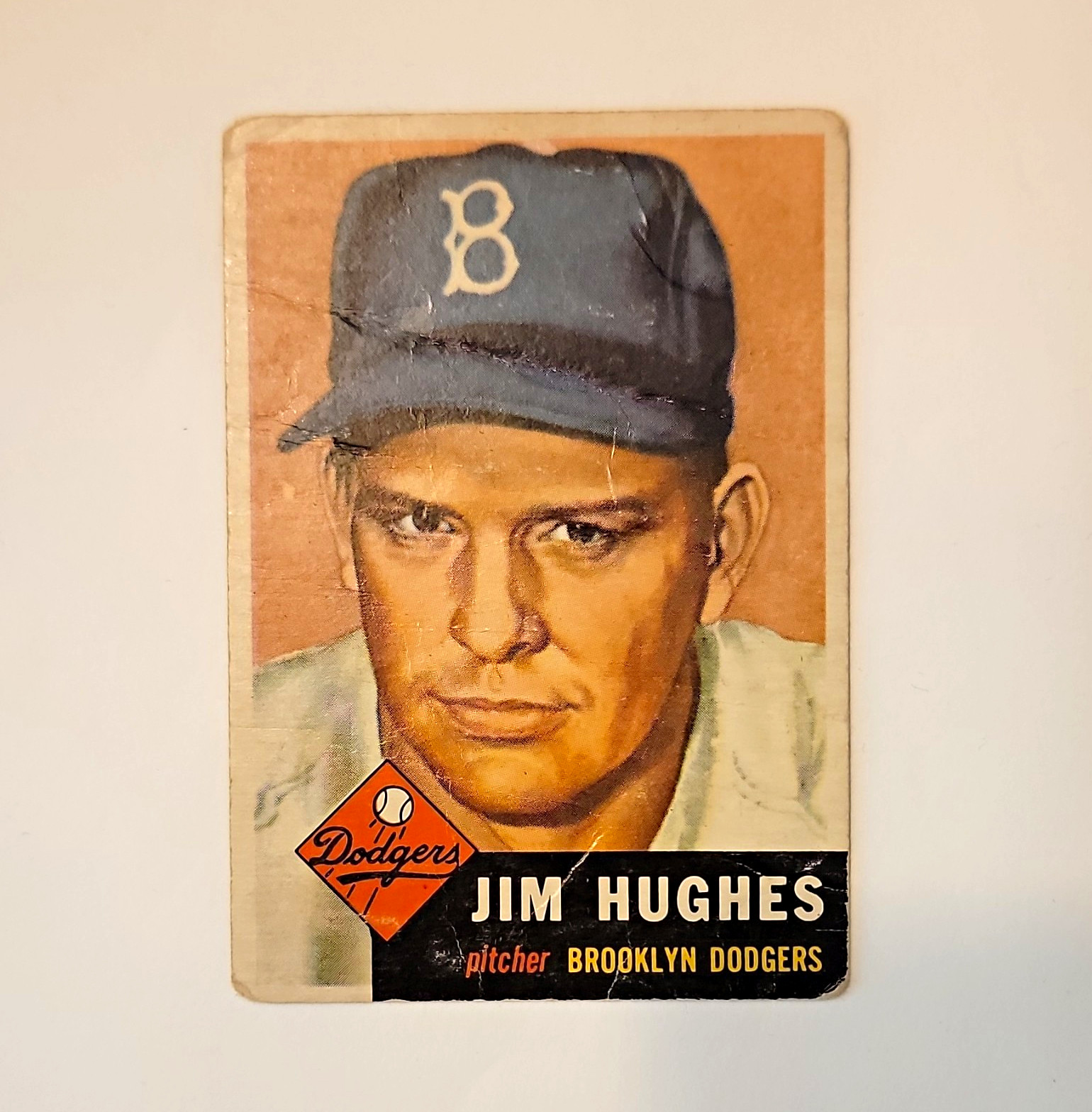 Topps 1953 TOPPS #216 Jim Hughes RC Rookie Base Set - Brooklyn Dodgers Topps 1953 TOPPS #216 Jim Hughes RC Rookie Base Set - Brooklyn Dodgers