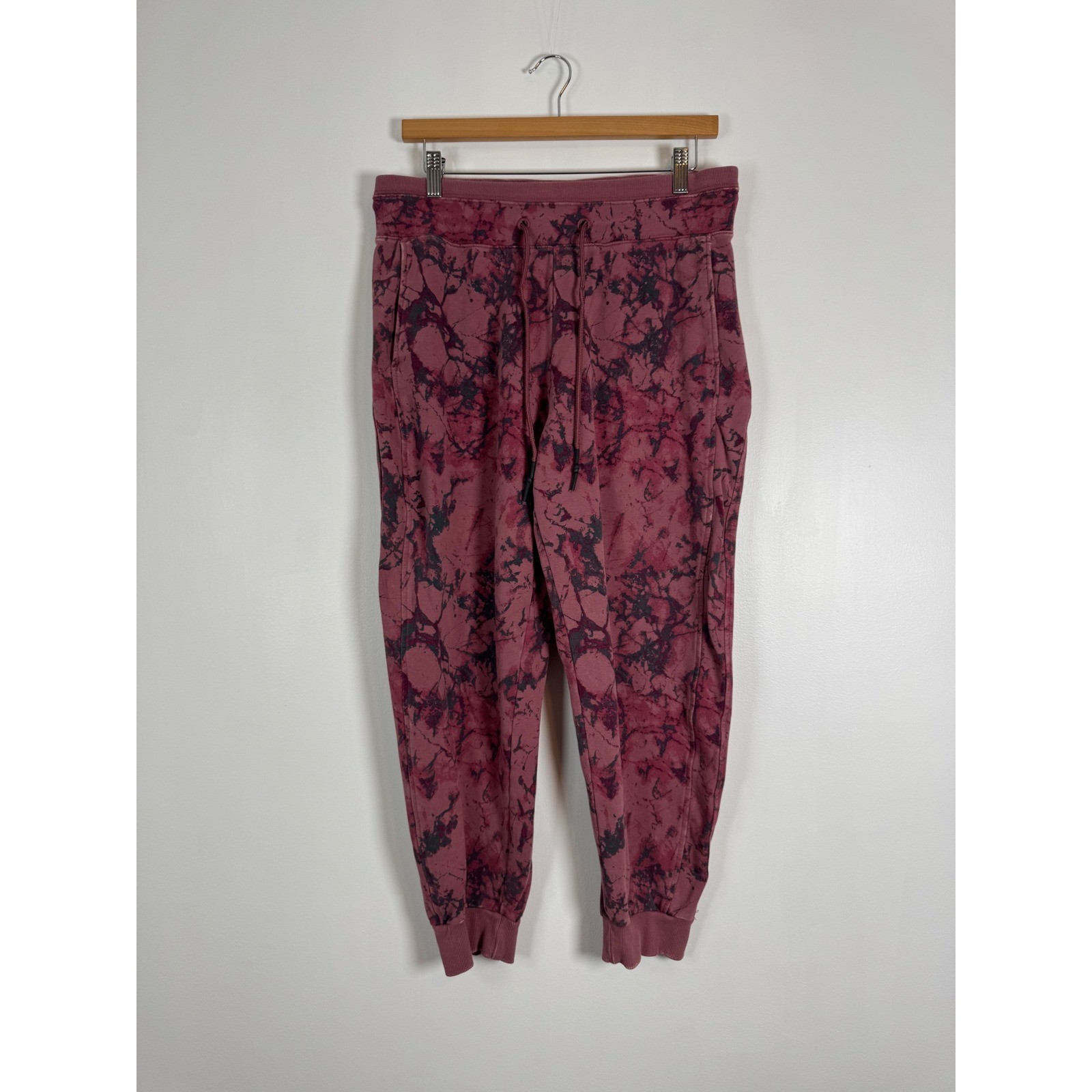 Grunge JoyLab Womens Medium Jogger Pants Plum Marble Tie Dye French Terry