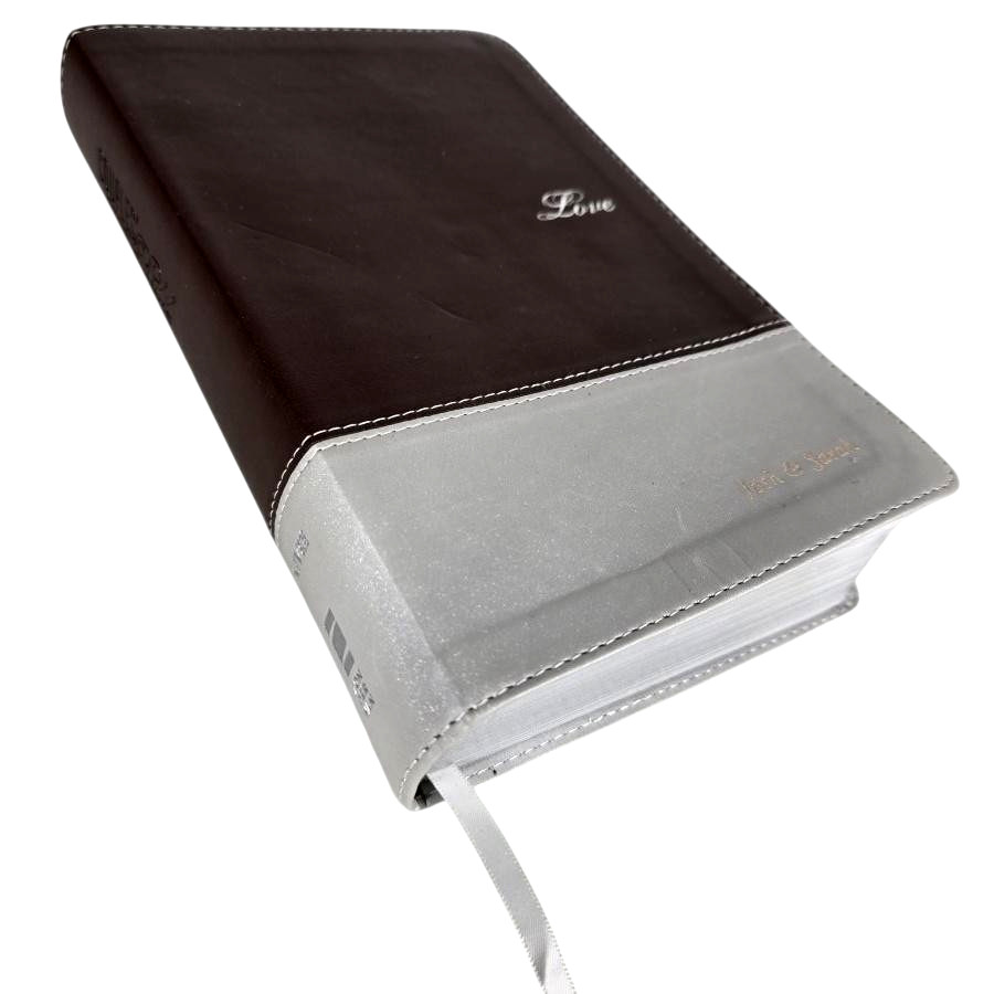NIV Couples\' Devotional Bible Brown Silver Leathersoft Zondervan HC 2011 Book
