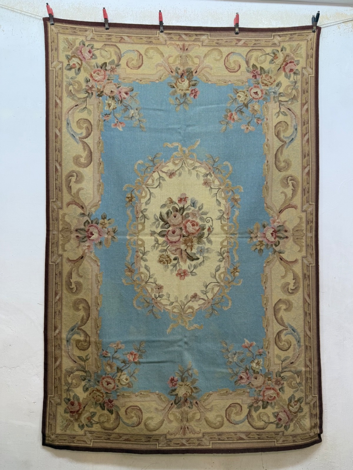 Vintage Amazing Aubusson Style Needle Point Wool Rug Carpet 177x115 Cm Vintage Amazing Aubusson Style Needle Point Wool Rug Carpet 177x115 Cm