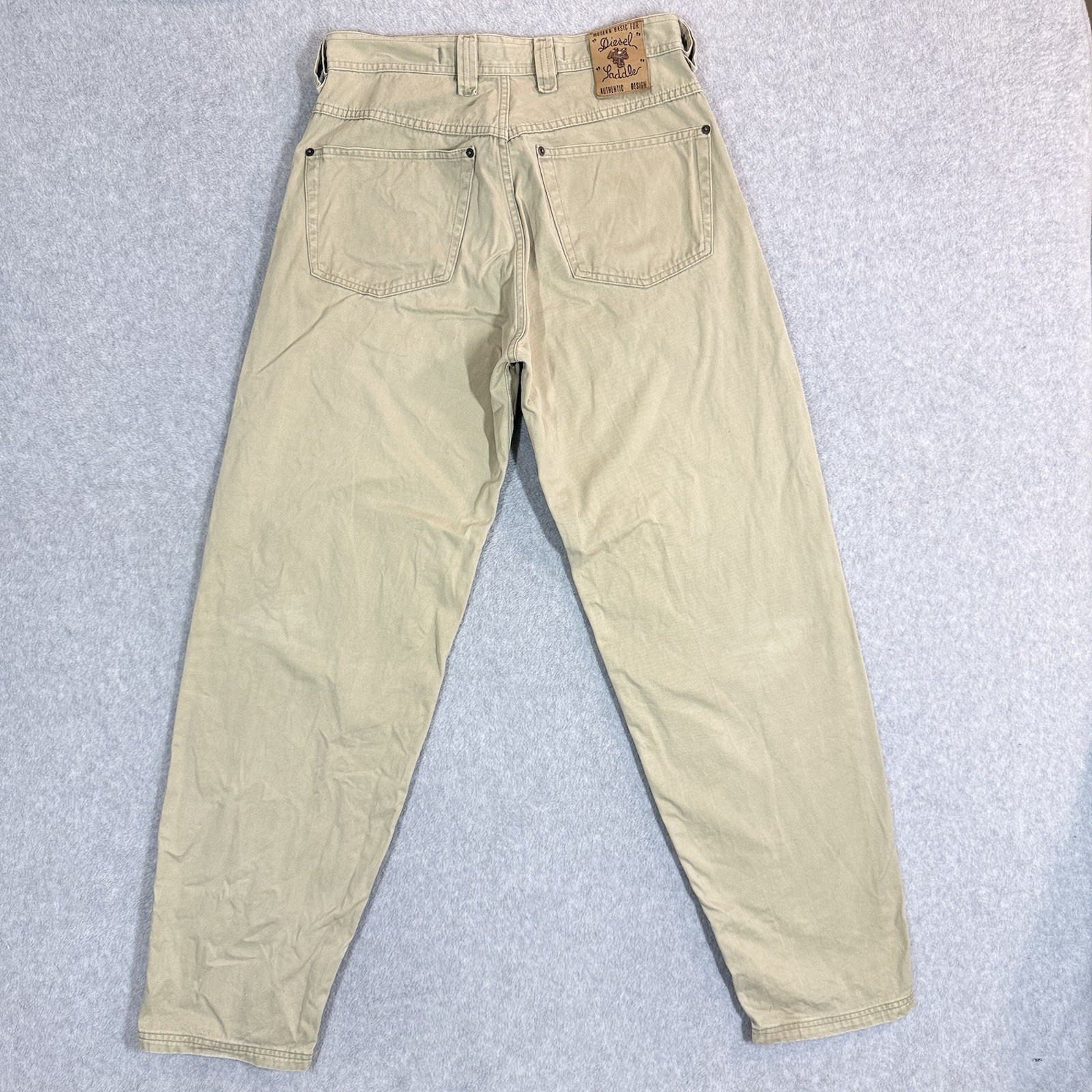 Diesel Industry Saddle Pants Mens 32x32 Tan Canvas Made in Italy Relaxed Fit Y2K