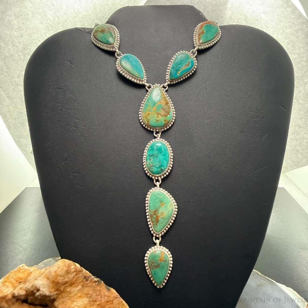 Sterling Southwestern Style Royston Turquoise Lariat 30\
