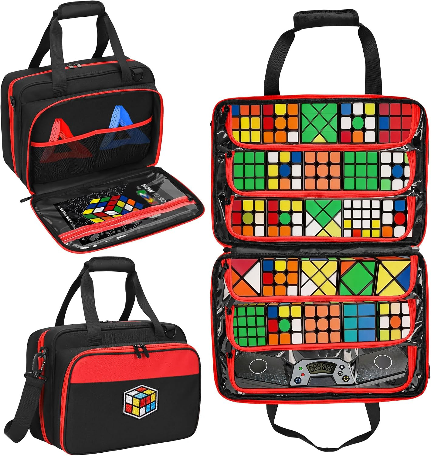 Speed Cube Case Holds 30+ Cubes and Timer with Shoulder Strap | Puzzle Cube Stor