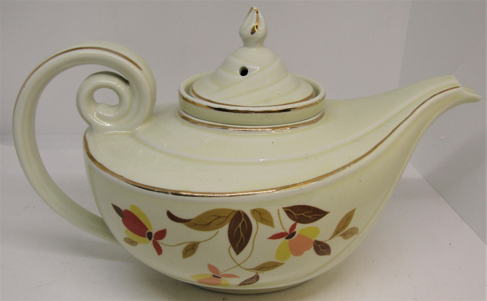 Vintage Hall’s Superior Quality Kitchenware Autumn Leaf Tea Pot With Infuser.