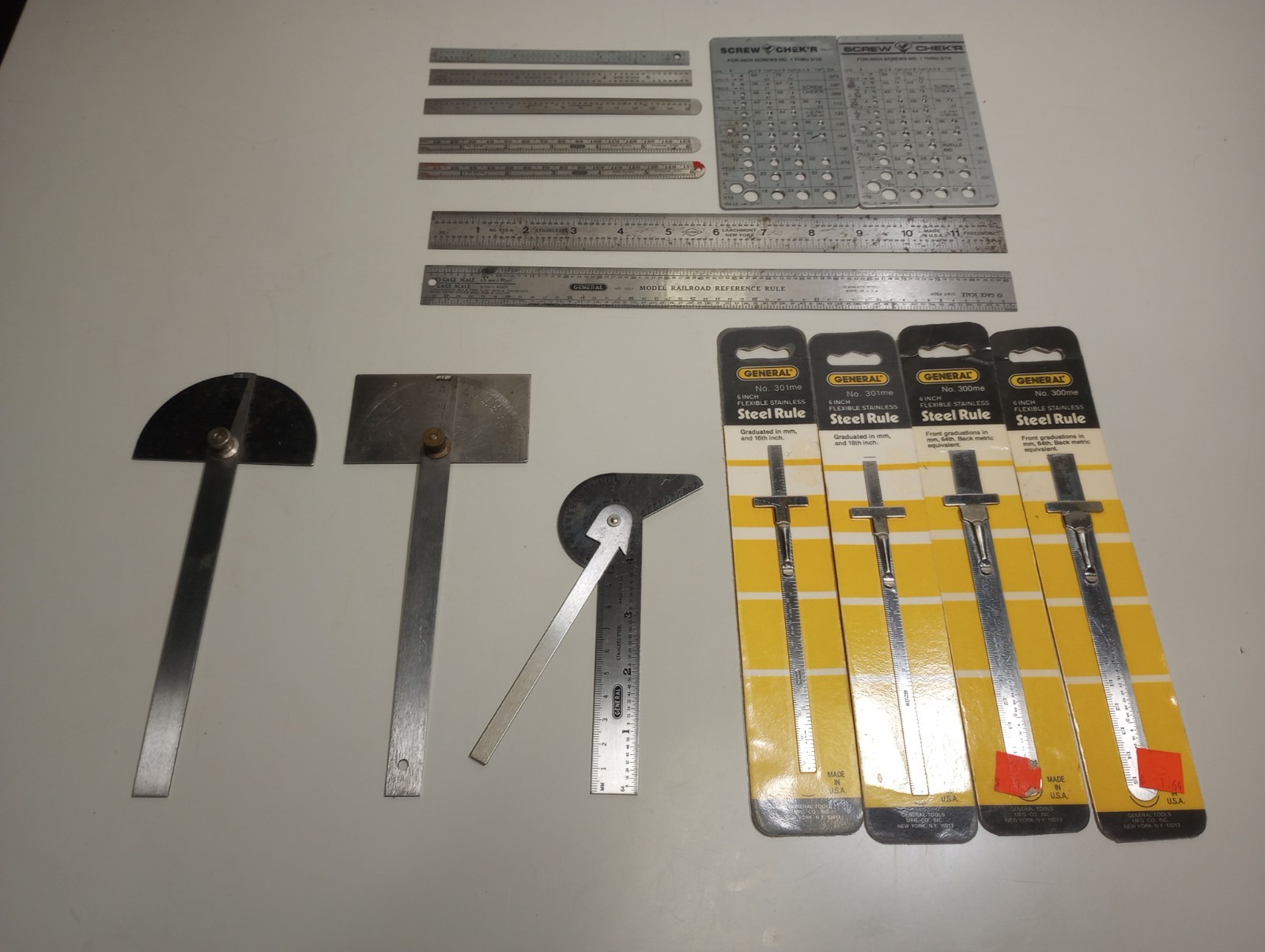 Vintage Machinist Tool Lot Starrett Gaebel General Rules Protractors NOS USA