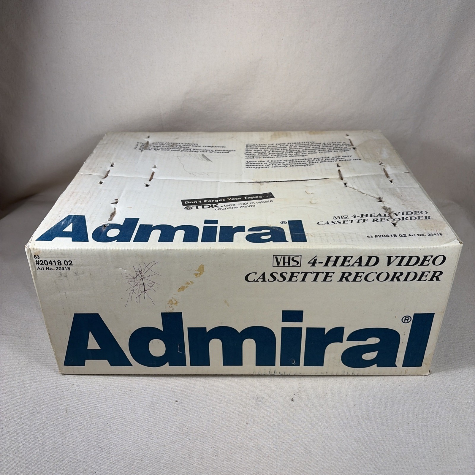 Vintage Admiral VHS 4 Head VCR Model 63-20418 w/ Remote New Factory Sealed NOS