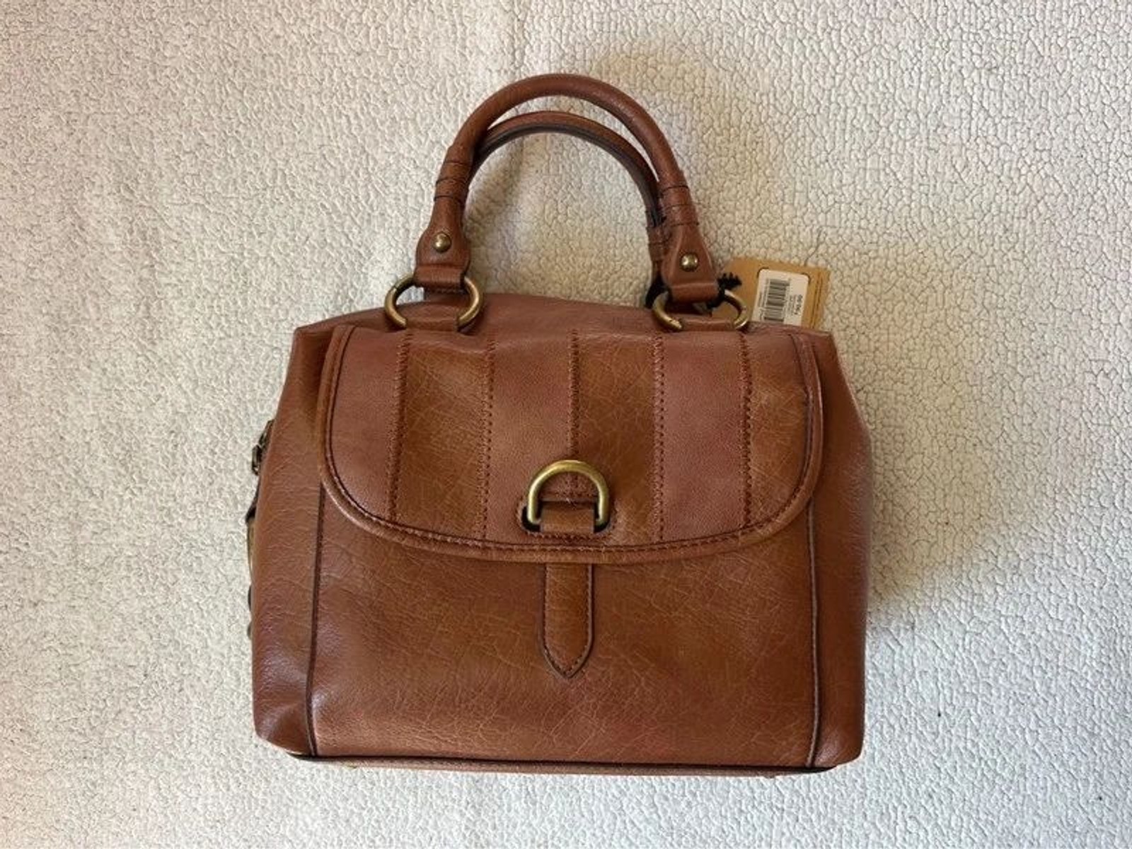 NWT Frye Lock Grip Large Satchel Brown Leather Handbag