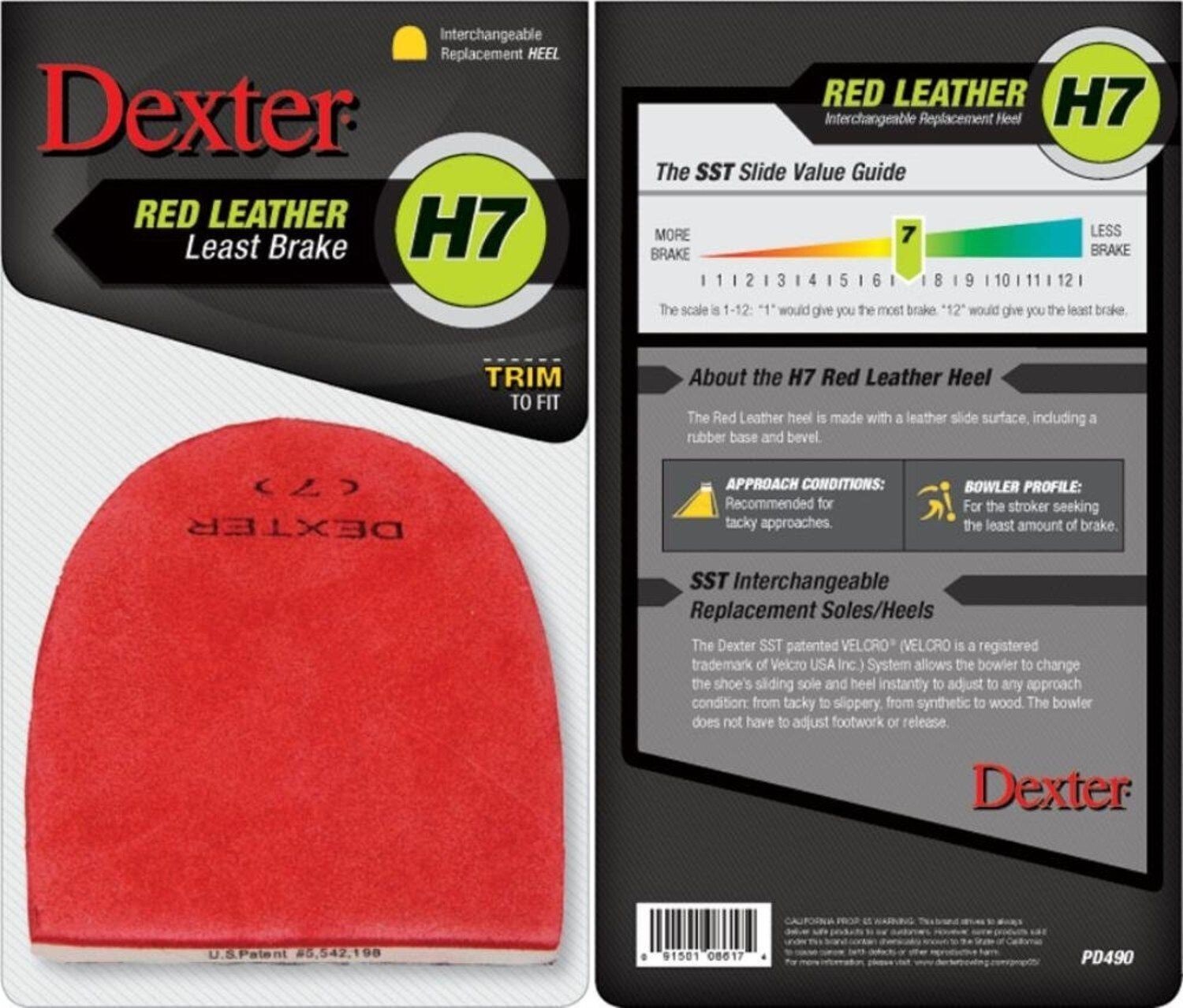 Dexter Bowling Shoes Replacement Heel #7 Red Leather Trim To Fit