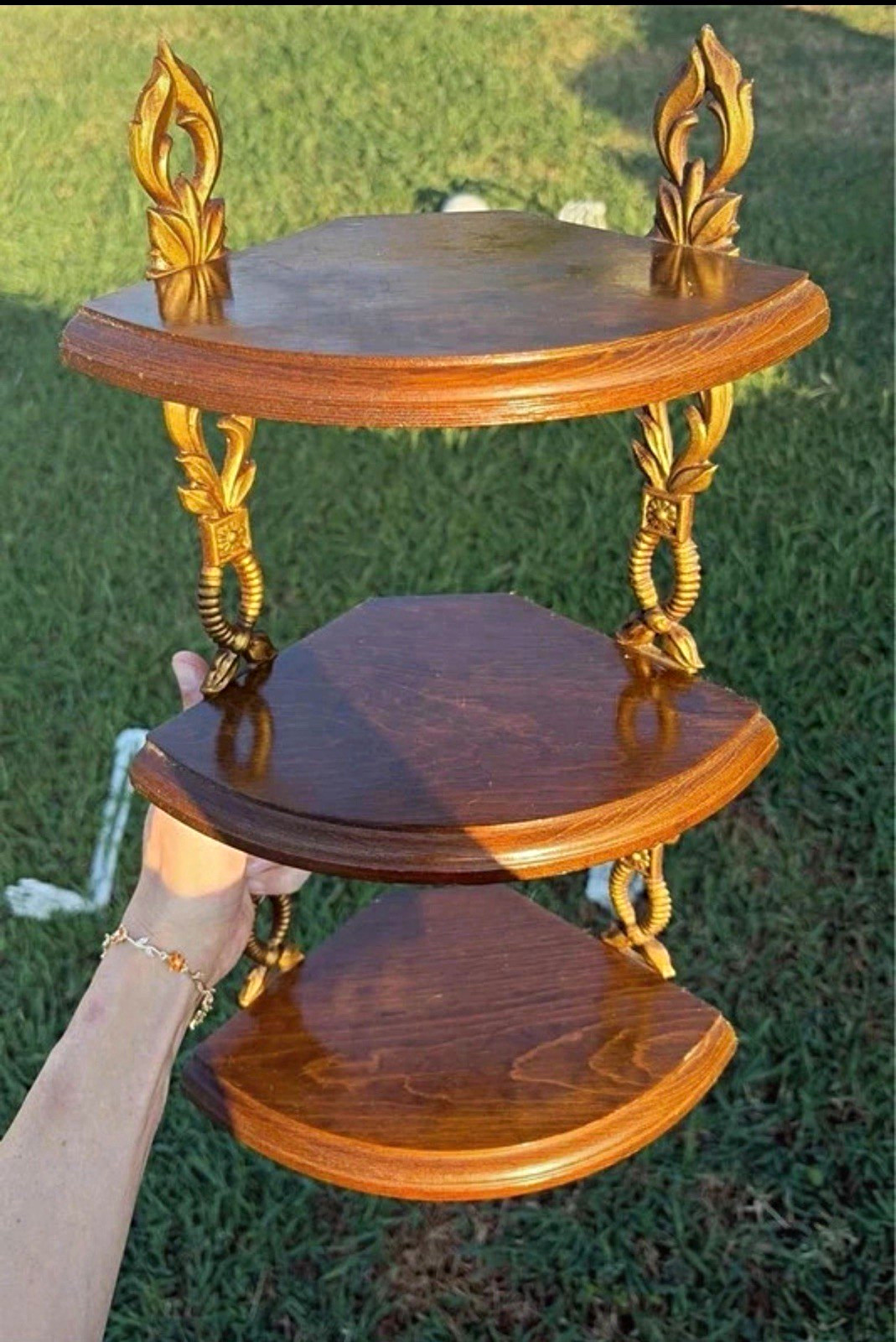 Vintage Sexton 3-Tier Wall Mounted Triangle Corner Shelf