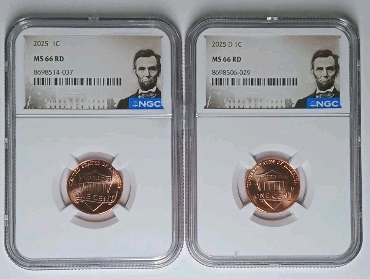 2025 P&D Lincoln Shield Cent 1C NGC MS66 RD Lincoln Label 2 Coin Set 2025 P&D Lincoln Shield Cent 1C NGC MS66 RD Lincoln Label 2 Coin Set