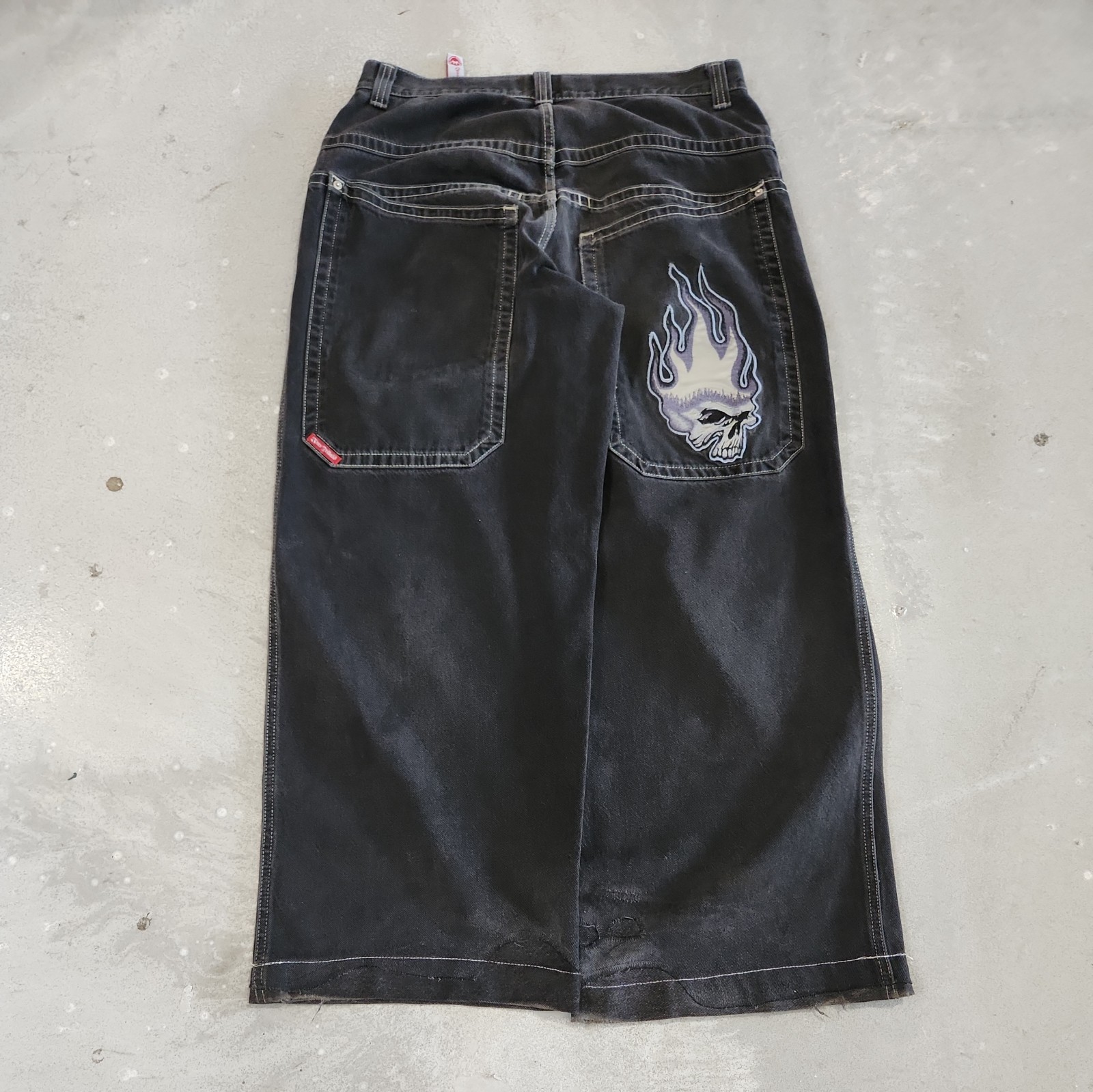 Vintage 90s Jnco Tribal Flaming Skull 36x31 34 Quad pocket Y2k Rare Skate Jeans
