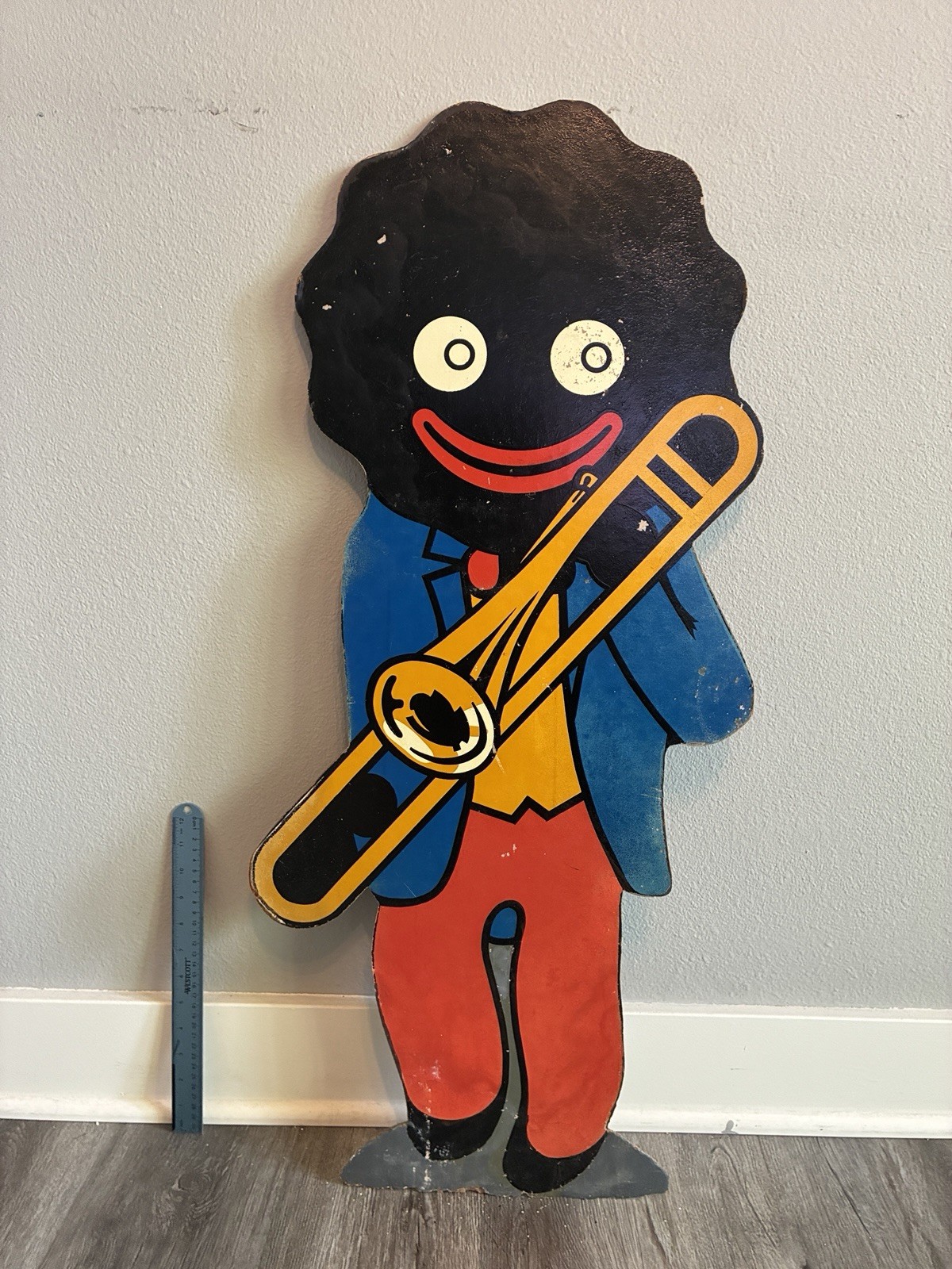 Vintage Robertson’s Cardboard Jazz Band Trombone Store Display Standee