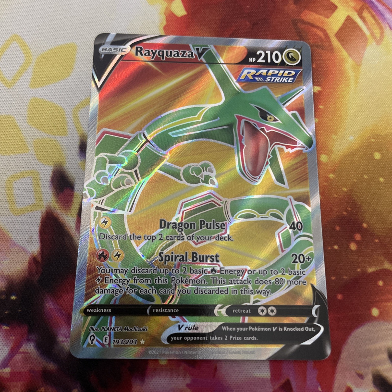 Pokémon TCG Holo Ultra Rare Full Art Rayquaza 193/203 Evolving Skies NM