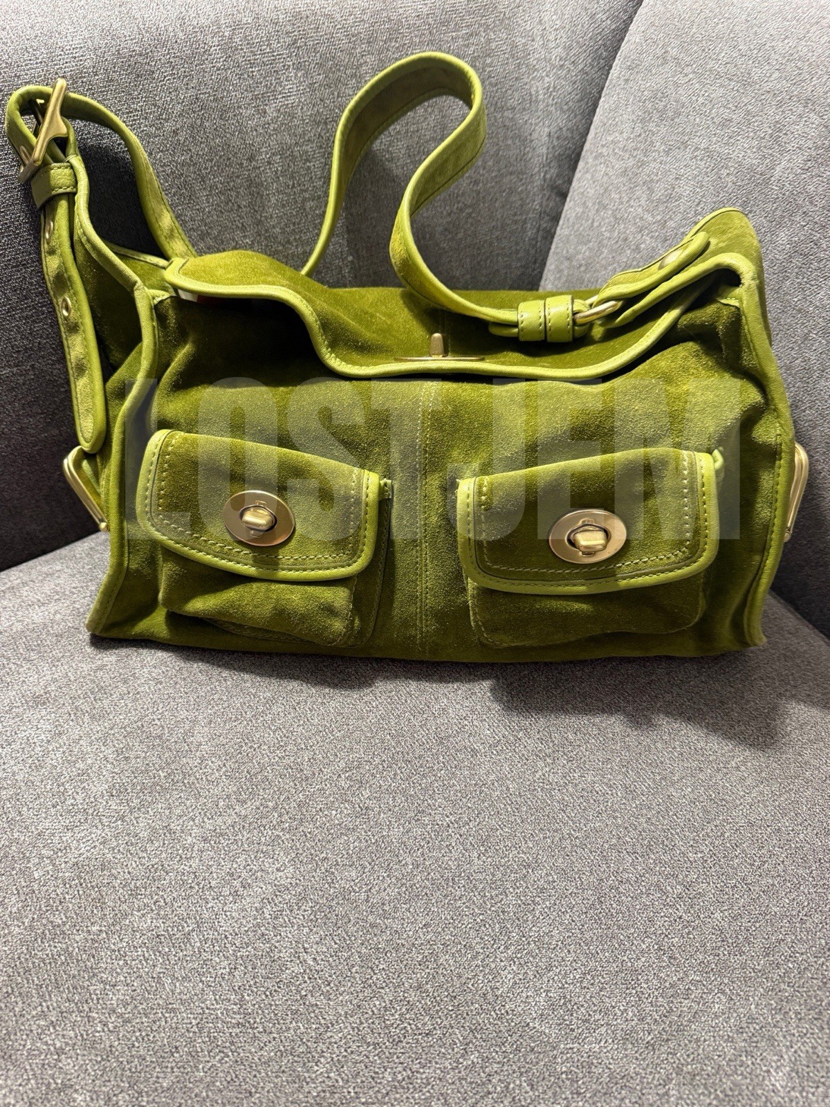 Coach Haversack 2008 Vintage Green Suede Legacy Bleecker Street 12797