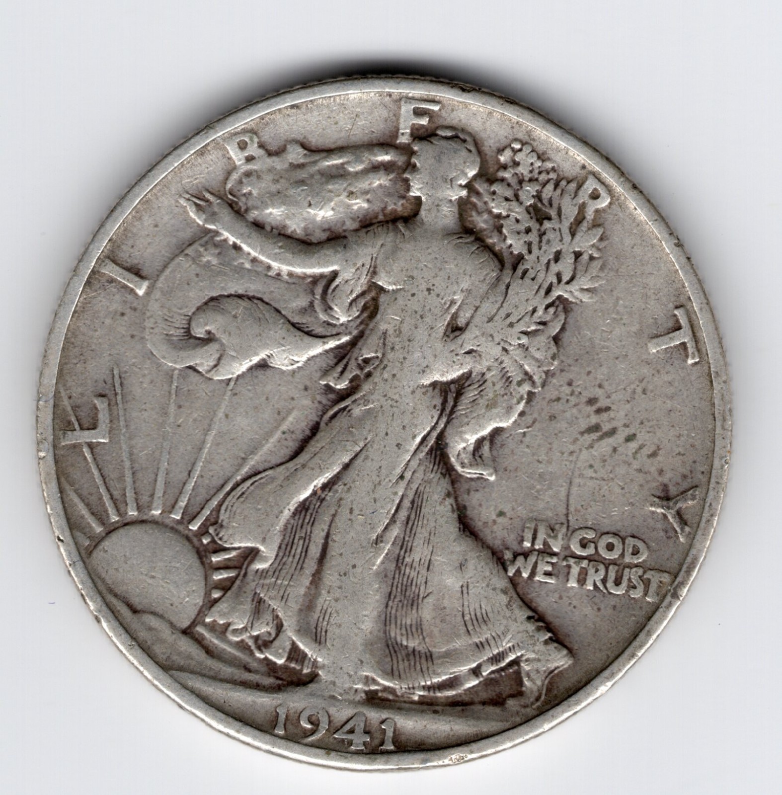1941S Walking Liberty Circulated Silver Half Dollar 90% Silver ACTUAL COIN SHOWN 1941S Walking Liberty Circulated Silver Half Dollar 90% Silver ACTUAL COIN SHOWN
