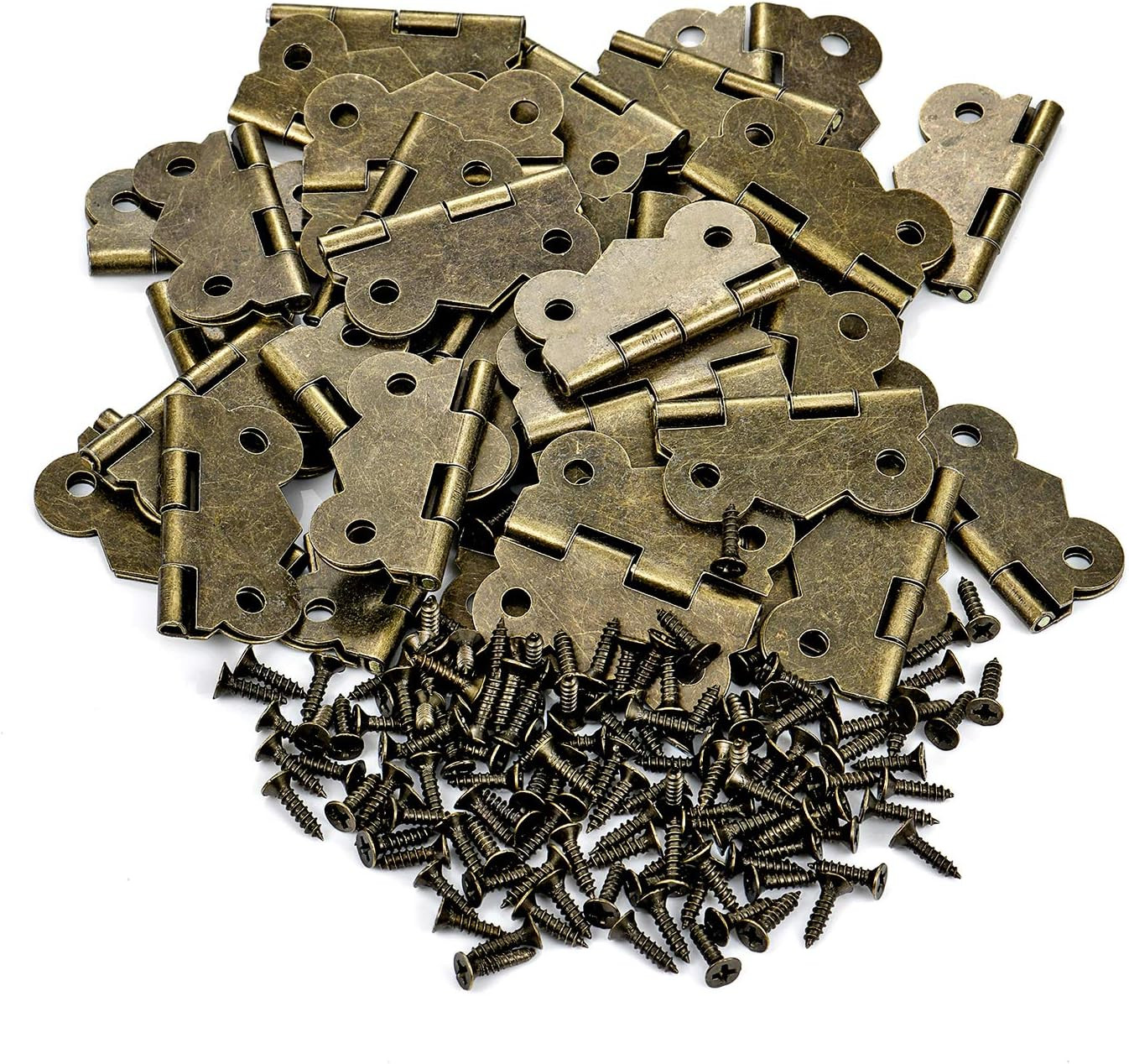 40 Pack Antique Style Butterfly Cabinet Hinges with Screws for Wood Craft Boxes