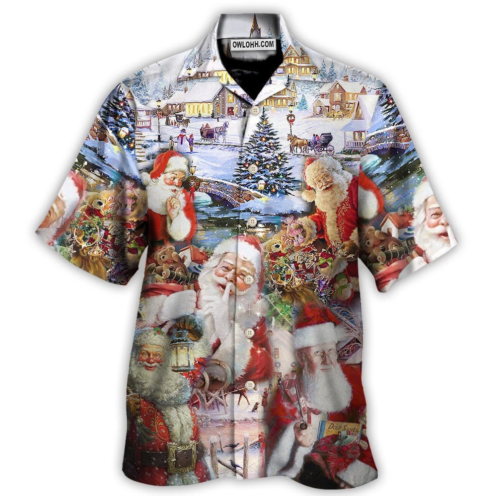 Christmas Santa I8217m Just Here For The Ho8217s 8211 Hawaiian Shirt 8211 Owl Oh