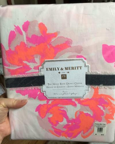 Pottery Barn Neon Roses Duvet Cover Twin Emily Merritt Floral No Shams Teen New