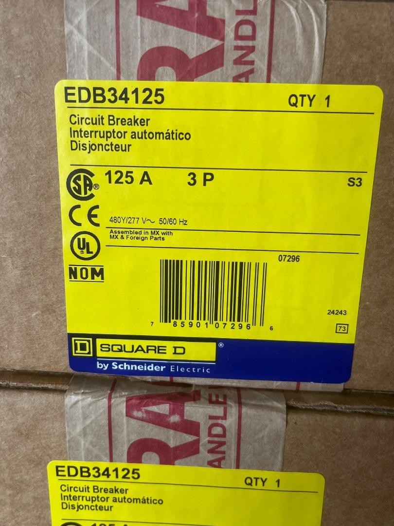 New Square D EDB34125 125 Amp 3 Pole Circuit Breaker NEW QTY USA SAME DAY SHIP