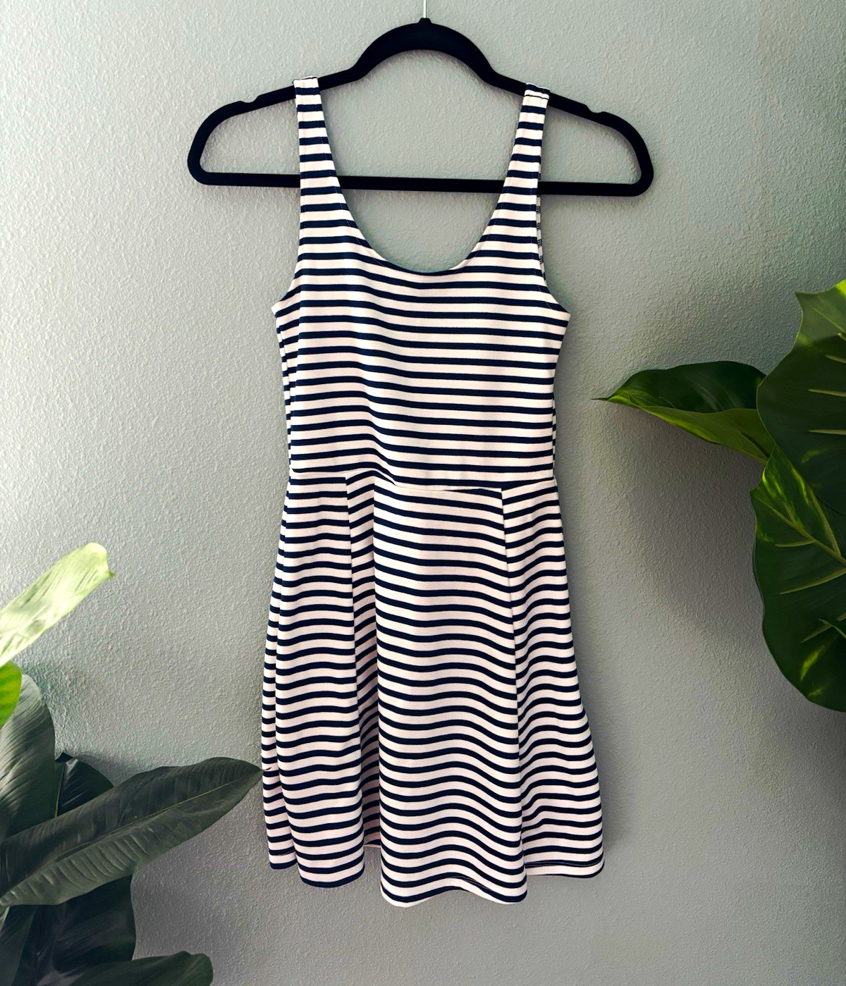 Divided by H&M Women’s Blue/White Striped Scoop Neck Fit & Flare Dress S