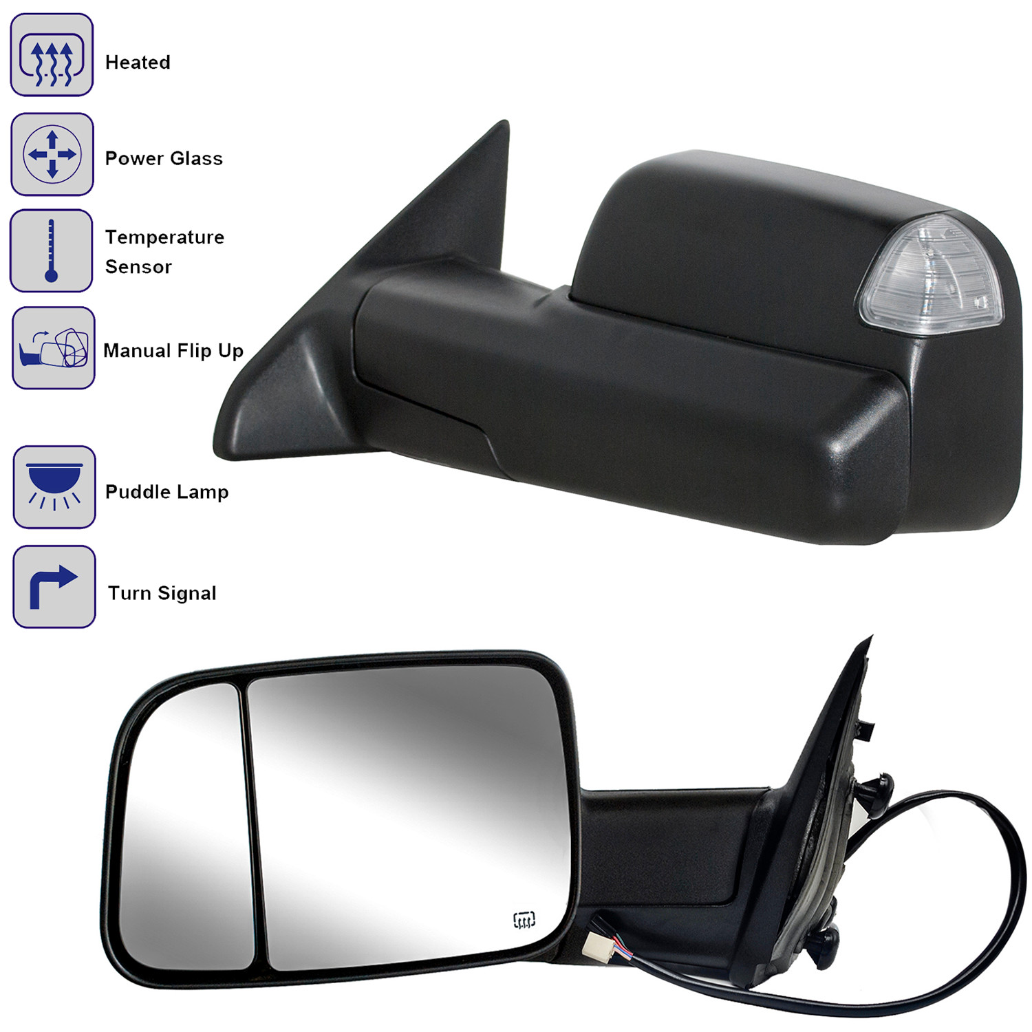 Tow Mirrors Fits 2019 2020 2021 2022 2023 Ram 1500 Classic Power Heated Sensor