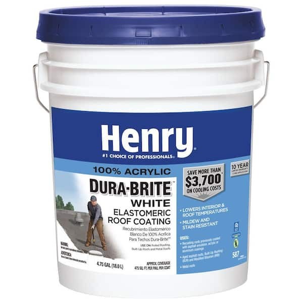 Henry Durabrite 587 White Elastomeric Premium Roof Coating Protection 4.75 Gal. Henry Durabrite 587 White Elastomeric Premium Roof Coating Protection 4.75 Gal.