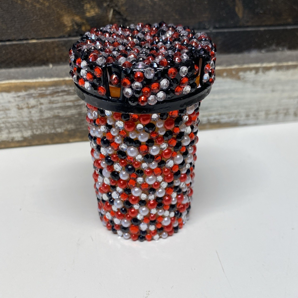 Stash Bottle Handmade Bejeweled Bedazzle Rhinestone Pill Tobacco Herb Bottle