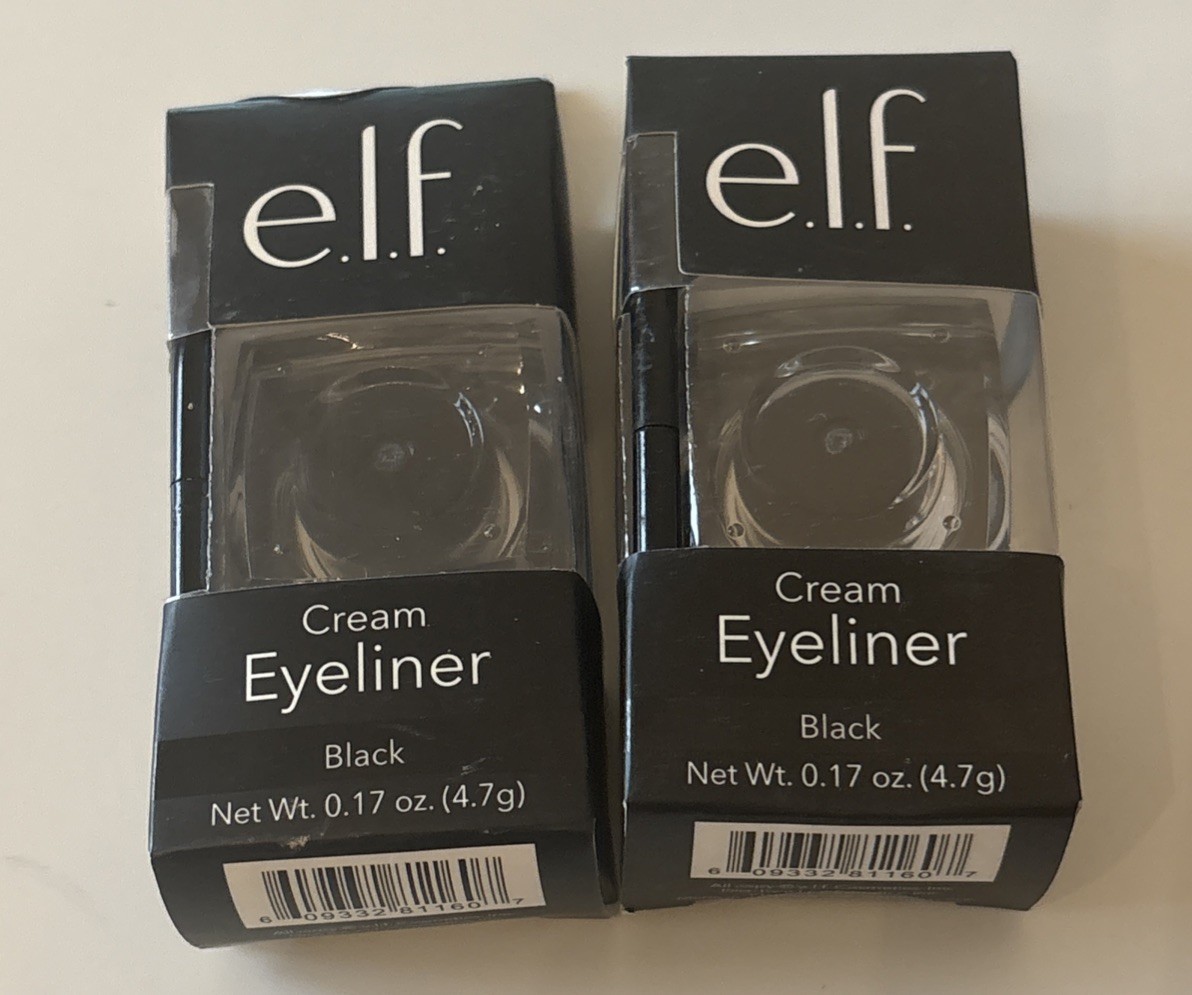 2 e.l.f. Cream Eyeliner, WITH BRUSH Water-Resistant Smudge-Proof, Black, 0.17 Oz 2 e.l.f. Cream Eyeliner, WITH BRUSH Water-Resistant Smudge-Proof, Black, 0.17 Oz