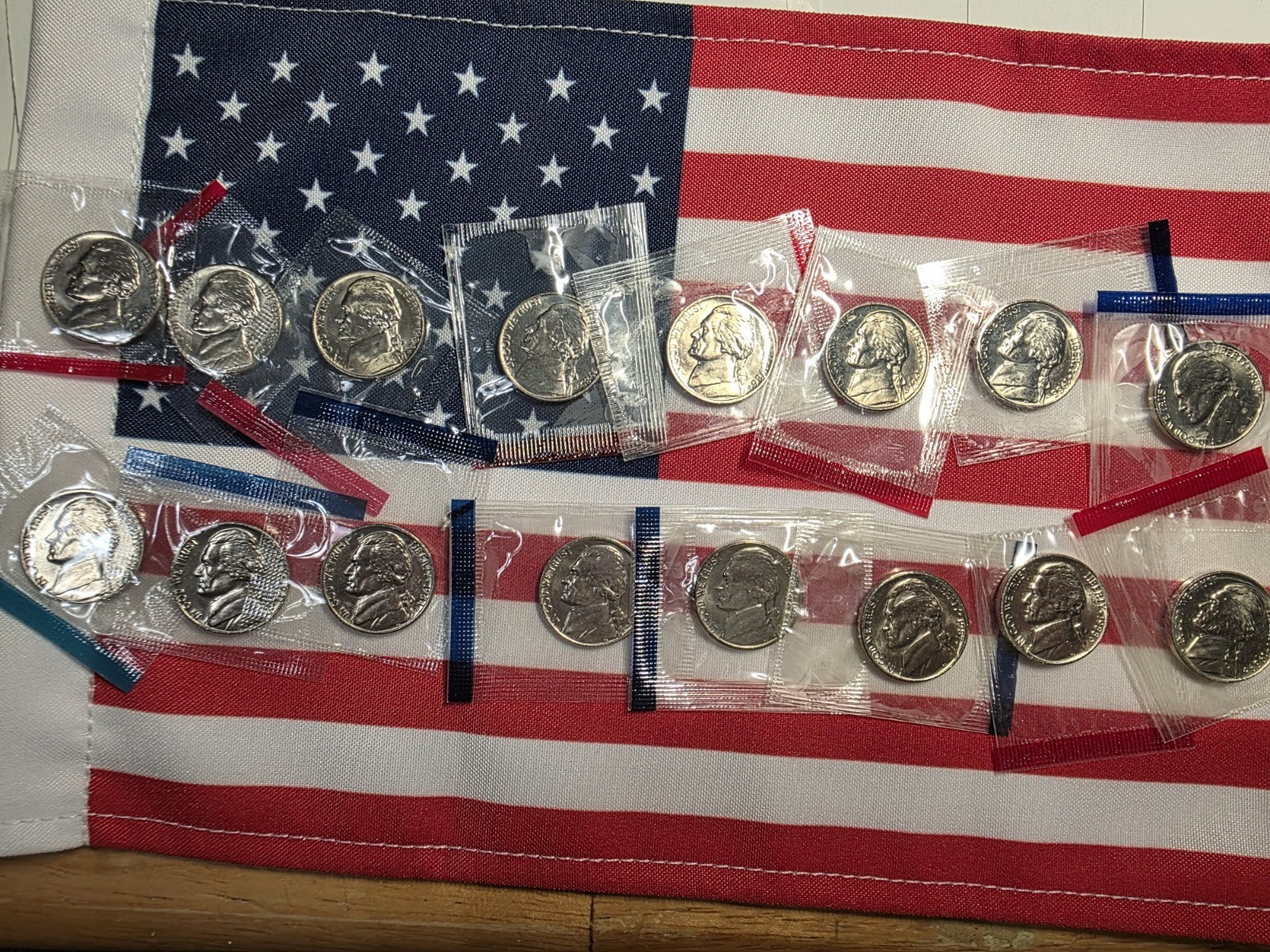 1980-1981 1984-1989 P D Jefferson Nickel Mint Cello Set BU \