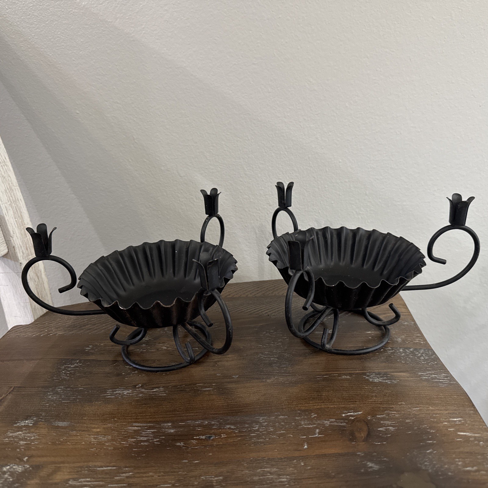 Vintage Pair Of Black Candle Holders Vintage Pair Of Black Candle Holders