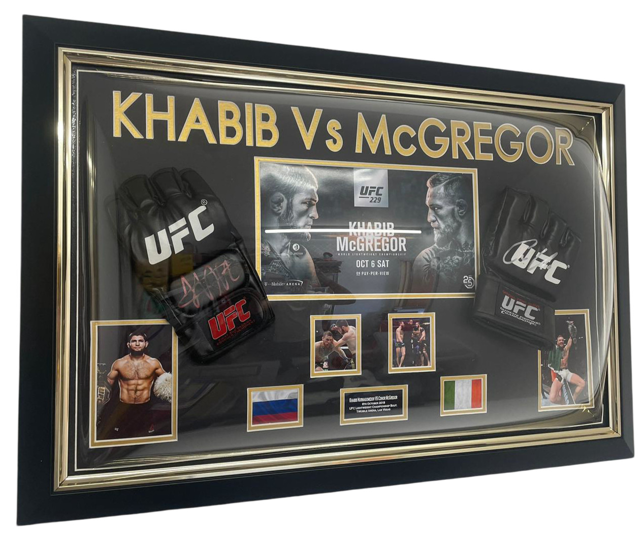 Khabib Nurmagomedov  & Conor Mcgregor Signed GLOVE Autographed Dome Display