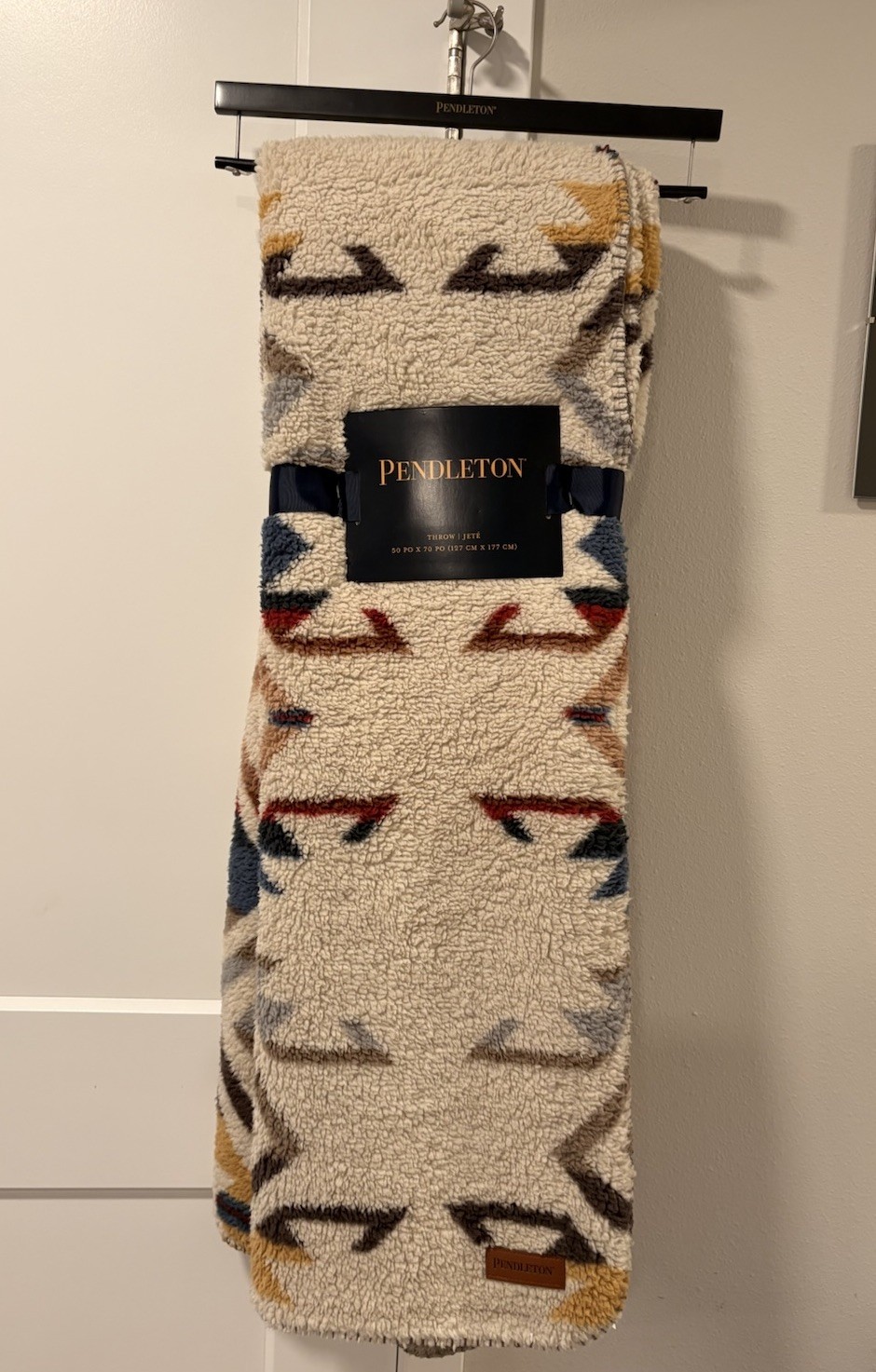 Pendleton White Sands Sherpa Southwestern Fleece Throw Blanket 50\