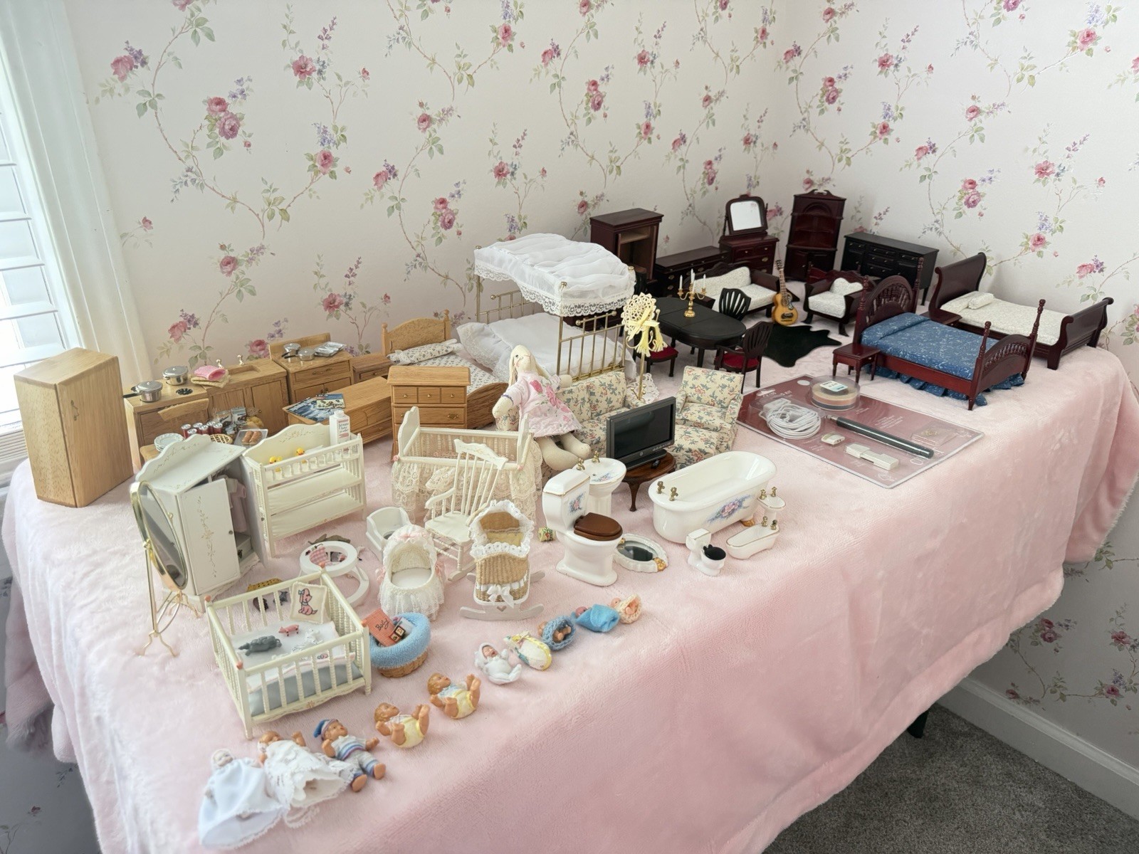 Beautiful & Unique Large Dollhouse Furniture Lot | Including Wiring Kit