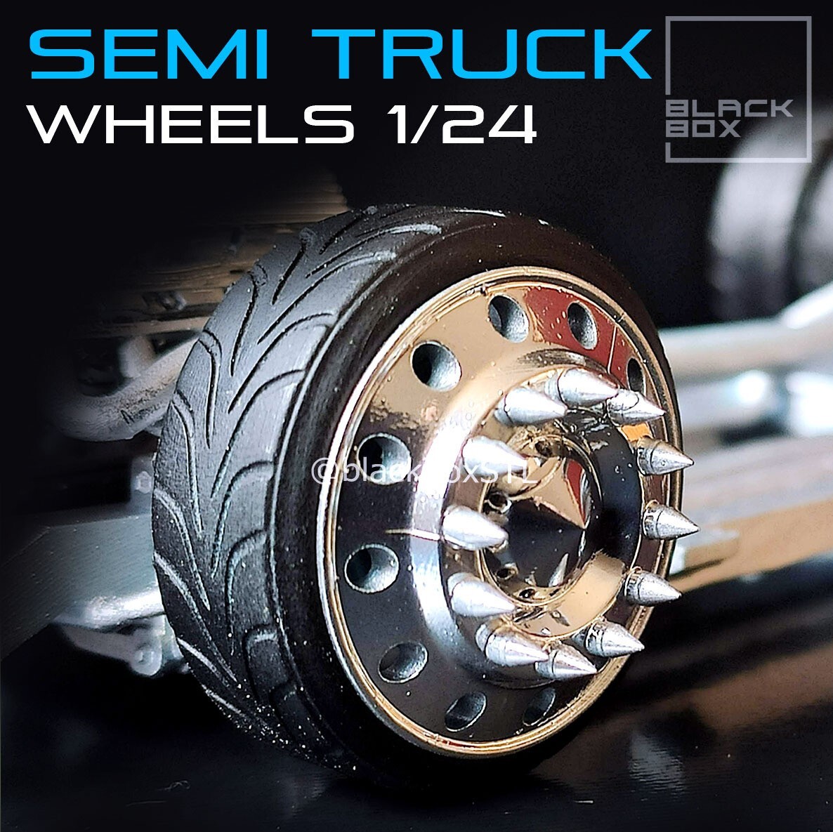 1:25-1:24 Scale Resin Semi Truck-Dually Rims and Tires With Brakes