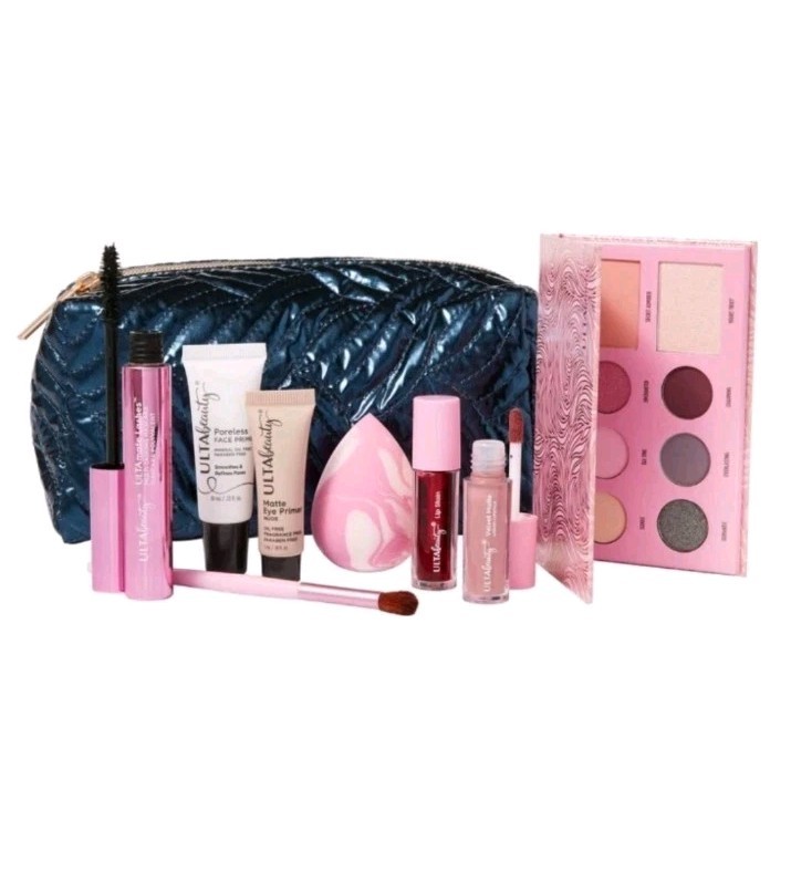 Ulta Beauty Navy Blue Metallic 9 Pc $2 Each Summer Cosmetics Makeup Bundle Set