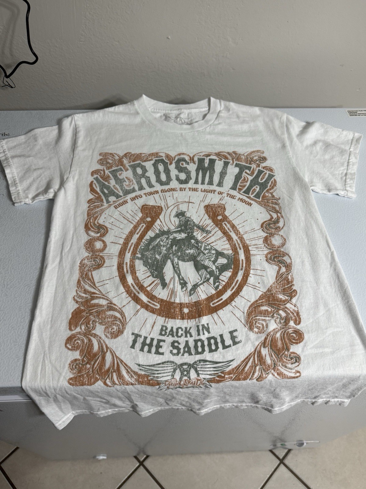Aerosmith Back in the Saddle White Graphic T-Shirt Size M Rock & Pop Music