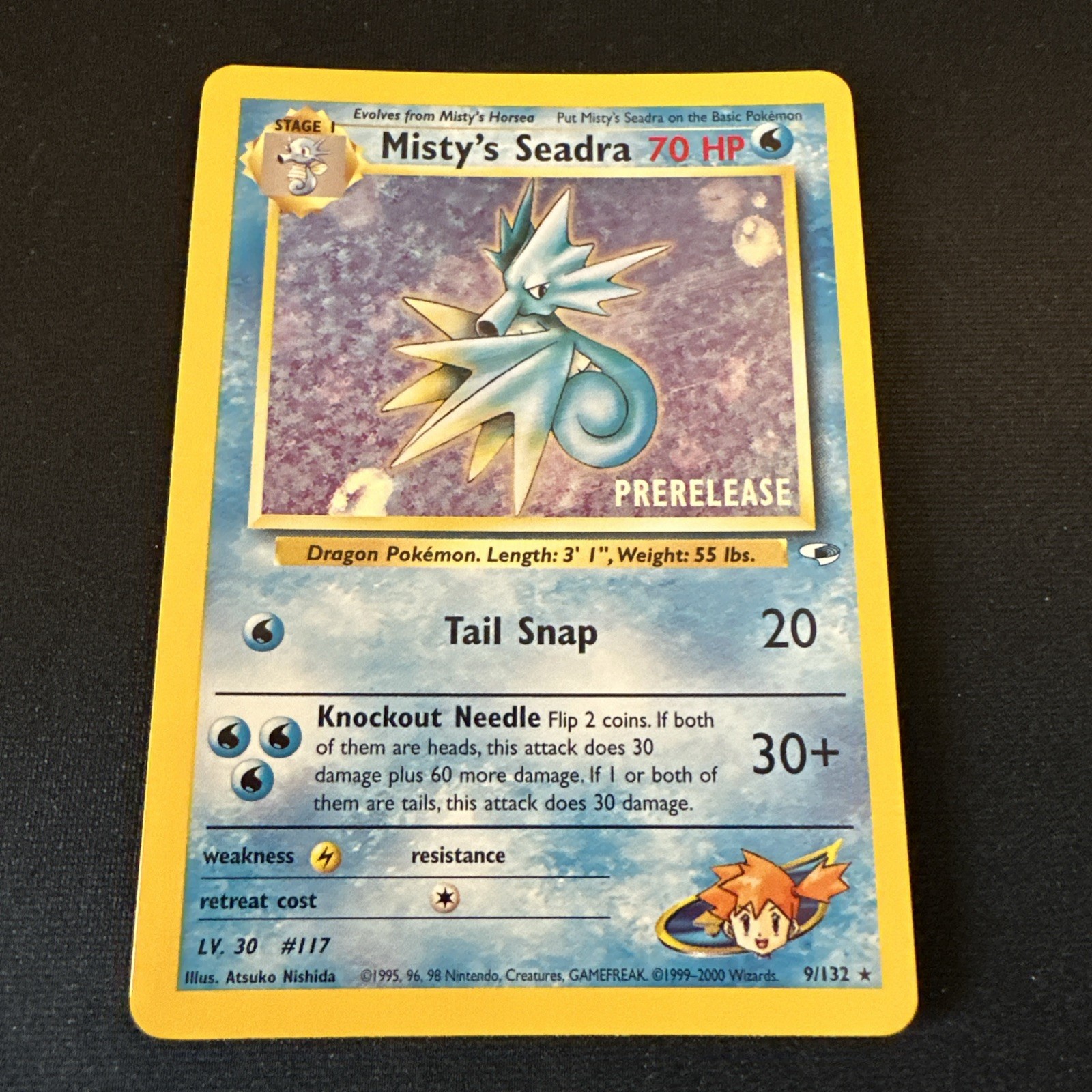 Pokemon TCG. Misty\'s Seadra (Prerelease) 009/132 Wotc Promo Holo Pokemon TCG. Misty\'s Seadra (Prerelease) 009/132 Wotc Promo Holo