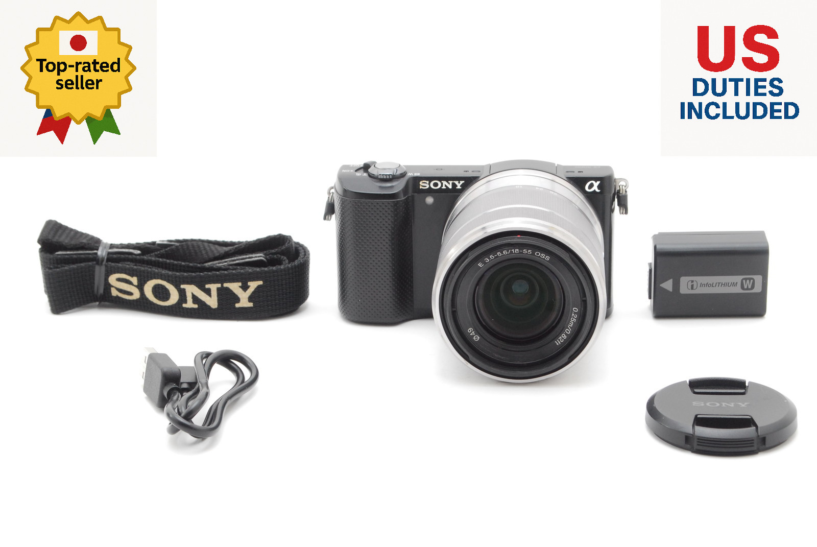 [NEAR MINT] SONY α5000 A5000  E 18-55mm F3.5-5.6 OSS Lens Black FROM JAPAN