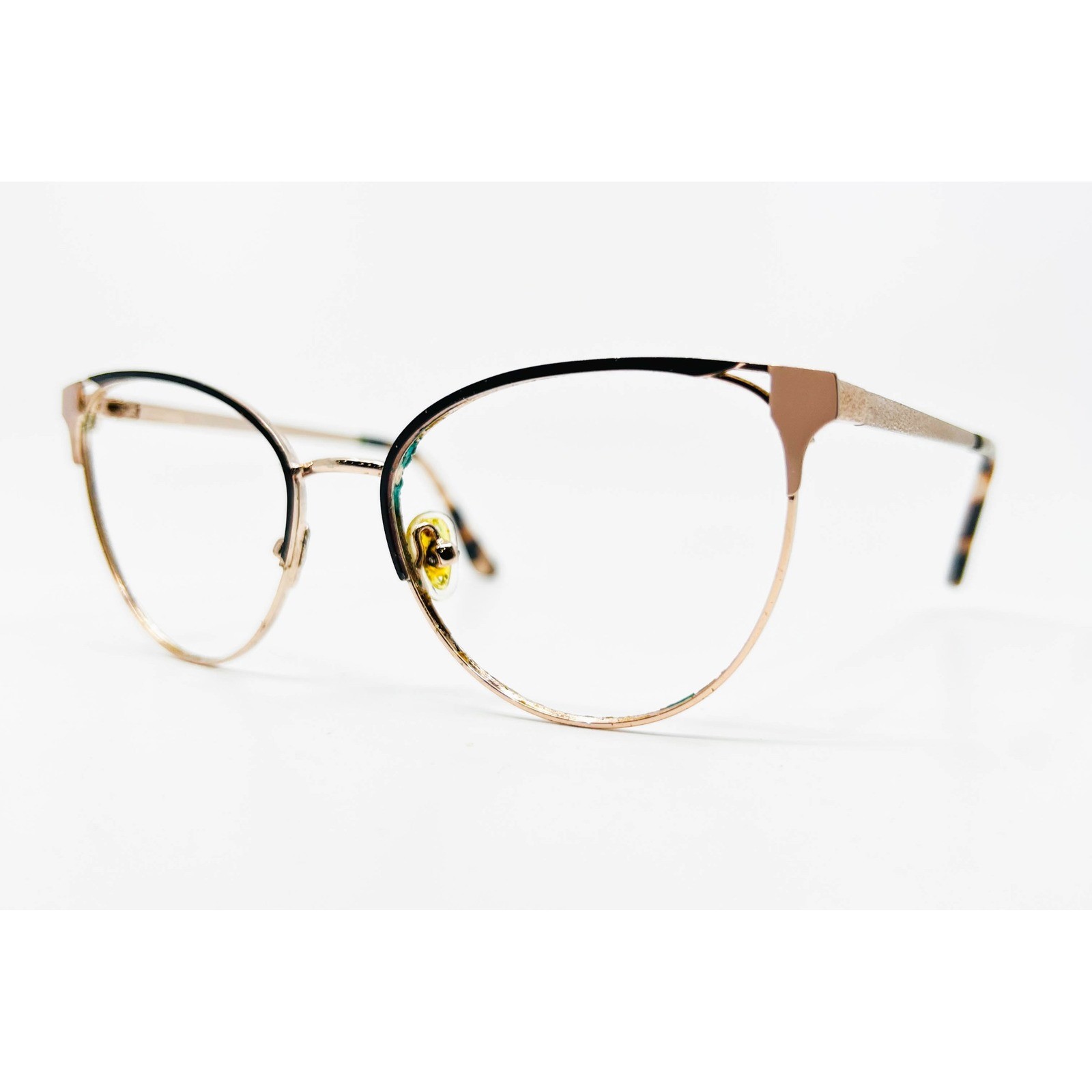 William R Valentine Eyeglasses Womens Black Rose Gold Cat Eye 52-17-135